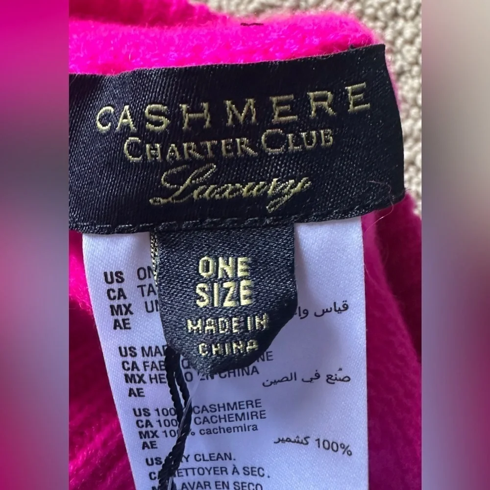 Charter Club Cashmere beanie, fierce pink